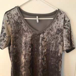 ZSUPPLY Grey Crushed Velvet Short Sleeve Shirt
